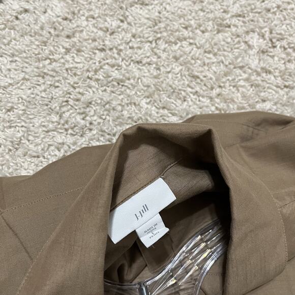 J.Jill Large Petite Brown Cap Sleeve 100% Cotton Pullover Utility Camp Shirt - Picture 4 of 6